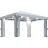 vidaXL Pavillon mit Vorhängen & LED-Lichterketten 4x3 m CremeWeiß