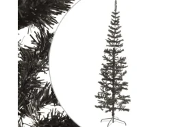 vidaXL Schlanker Weihnachtsbaum Schwarz 180 cm