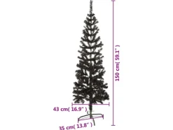 vidaXL Schlanker Weihnachtsbaum Schwarz 150 cm