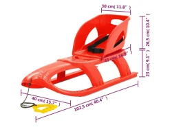 vidaXL Schlitten mit Lehne Rot 102,5x40x23 cm Polypropylen