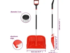 vidaXL Schneeschaufel Rot 136 cm Aluminium