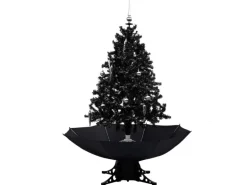 vidaXL Schneiender Weihnachtsbaum mit Schirmfuß Schwarz 140 cm PVC