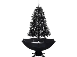 vidaXL Schneiender Weihnachtsbaum mit Schirmfuß Schwarz 170 cm PVC