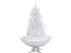 vidaXL Schneiender Weihnachtsbaum mit Schirmfuß Weiß 170 cm