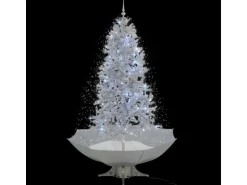 vidaXL Schneiender Weihnachtsbaum mit Schirmfuß Weiß 190 cm