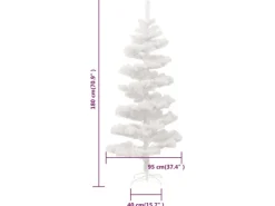vidaXL Spiral-Weihnachtsbaum mit Ständer und LEDs Weiß 180 cm PVC