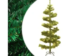 vidaXL Spiral-Weihnachtsbaum mit Ständer und LEDs Grün 150 cm PVC