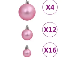 vidaXL 111-tlg. Weihnachtskugel-Set Rosa Polystyrol