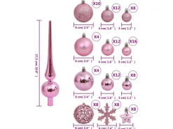vidaXL 111-tlg. Weihnachtskugel-Set Rosa Polystyrol