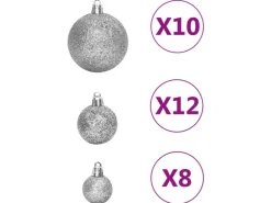vidaXL 111-tlg. Weihnachtskugel-Set Silbern Polystyrol