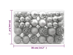 vidaXL 111-tlg. Weihnachtskugel-Set Silbern Polystyrol