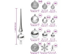 vidaXL 111-tlg. Weihnachtskugel-Set Silbern Polystyrol