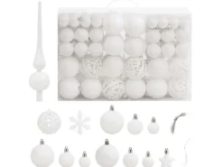vidaXL 111-tlg. Weihnachtskugel-Set Weiß Polystyrol
