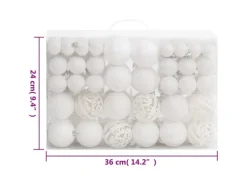 vidaXL 111-tlg. Weihnachtskugel-Set Weiß Polystyrol