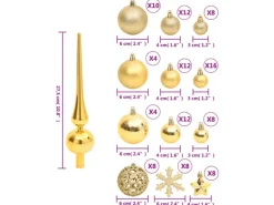 vidaXL 111-tlg. Weihnachtskugel-Set Golden Polystyrol