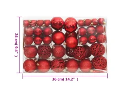 vidaXL 111-tlg. Weihnachtskugel-Set Rot Polystyrol
