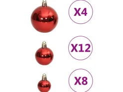 vidaXL 111-tlg. Weihnachtskugel-Set Rot Polystyrol