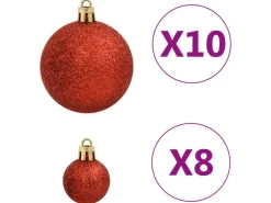 vidaXL 112-tlg. Weihnachtskugel-Set Rot Grün Golden Polystyrol