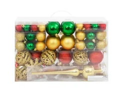 vidaXL 112-tlg. Weihnachtskugel-Set Rot Grün Golden Polystyrol