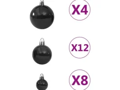 vidaXL 100-tlg. Weihnachtskugel-Set Schwarz