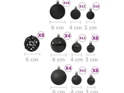 vidaXL 100-tlg. Weihnachtskugel-Set Schwarz