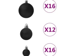 vidaXL 100-tlg. Weihnachtskugel-Set Schwarz