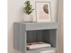 vidaXL Wand-Nachttische mit LED-Leuchten 2 Stk Grau Sonoma Modell 2