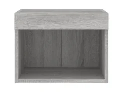 vidaXL Wand-Nachttische mit LED-Leuchten 2 Stk Grau Sonoma Modell 2