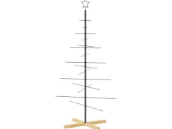 vidaXL Weihnachtsbaum Metall mit Holzständer Schwarz 150 cm