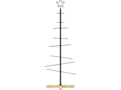 vidaXL Weihnachtsbaum Metall mit Holzständer Schwarz 120 cm