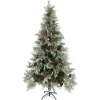 vidaXL Weihnachtsbaum mit Zapfen Grün und Weiß 225 cm PVC & PE