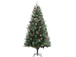 vidaXL Weihnachtsbaum mit Zapfen Grün 225 cm PVC PE