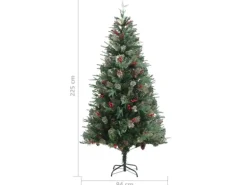 vidaXL Weihnachtsbaum mit Zapfen Grün 225 cm PVC   PE