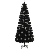vidaXL Weihnachtsbaum mit LED-Schneeflocken Schwarz 240 cm Fiberoptik