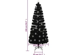 vidaXL Weihnachtsbaum mit LED-Schneeflocken Schwarz 240 cm Fiberoptik