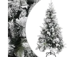 vidaXL Weihnachtsbaum mit Zapfen Beschneit 195 cm PVC   PE