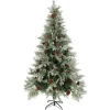 vidaXL Weihnachtsbaum mit Zapfen Grün und Weiß 195 cm PVC & PE