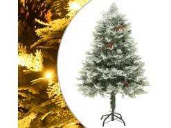 vidaXL Weihnachtsbaum mit LEDs   Kiefernzapfen Grün 150 cm PVC   PE Modell 2
