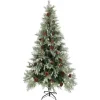 vidaXL Weihnachtsbaum mit LEDs Kiefernzapfen Grün Weiß 225 cm PVC   PE