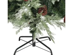 vidaXL Weihnachtsbaum mit LEDs Kiefernzapfen Grün Weiß 225 cm PVC   PE
