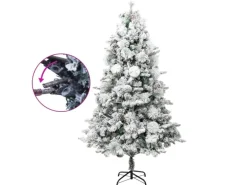 vidaXL Weihnachtsbaum mit LEDs & Zapfen Beschneit 195 cm PVC & PE Modell 1