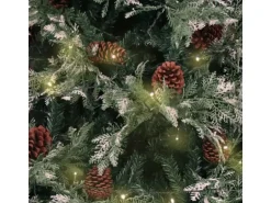 vidaXL Weihnachtsbaum mit LEDs&Kiefernzapfen Grün&Weiß 195 cm PVC & PE