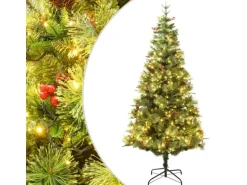 vidaXL Weihnachtsbaum mit LEDs   Kiefernzapfen Grün 120 cm PVC   PE Modell 3