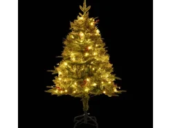 vidaXL Weihnachtsbaum mit LEDs   Kiefernzapfen Grün 120 cm PVC   PE Modell 3