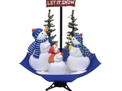 vidaXL Weihnachtsbaum mit Schnee und Schirm-Fuß Blau 170 cm PVC