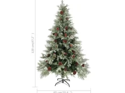 vidaXL Weihnachtsbaum mit Zapfen Grün und Weiß 120 cm PVC & PE