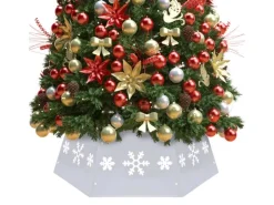 vidaXL Weihnachtsbaumrock Silbern und Weiß Ø68x25 cm