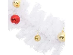 vidaXL Weihnachtsgirlande Geschmückt mit Kugeln Weiß 10 m