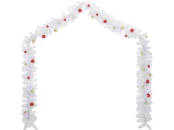 vidaXL Weihnachtsgirlande Geschmückt mit Kugeln Weiß 5 m