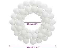 vidaXL Weihnachtskranz Weiß 45 cm Polystyrol